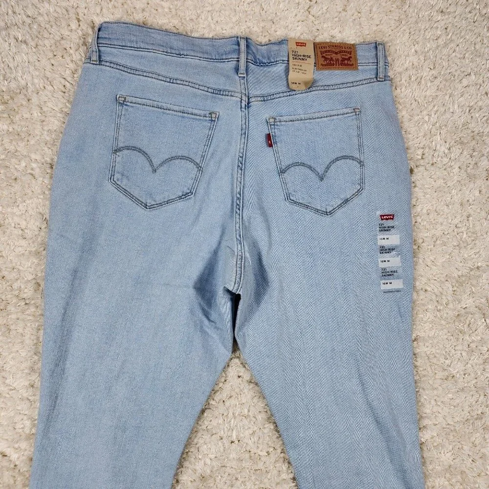 Levis Skinny Jeans Womens 16 W Blue Sculpt 721 Hypersoft Stretch Distressed Pant